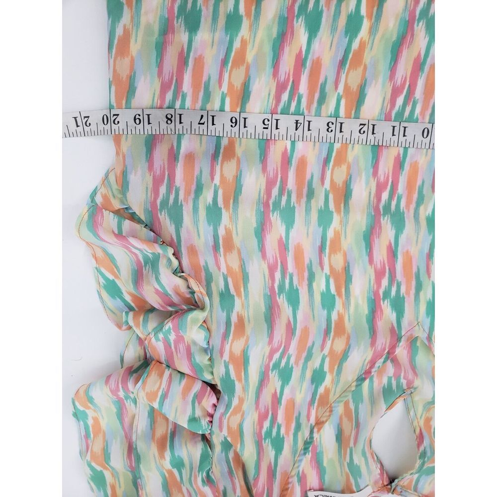 Caramela Colorful Pastel Medium Flutter Sleeve Blouse Top V-Neck Loose Fit EUC - Picture 5 of 7